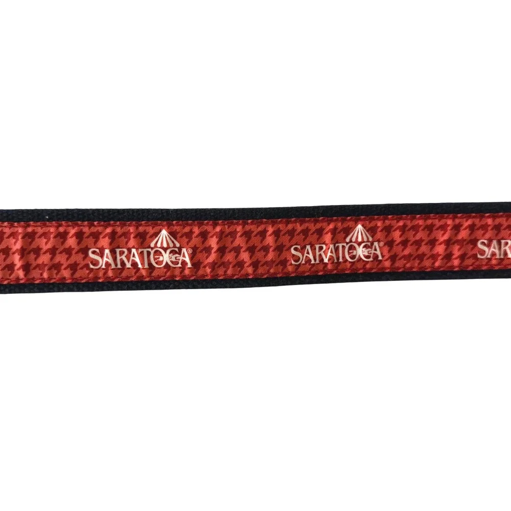 Vineyard Vines Saratoga Race Course Belt Mens 30 Red Houndstooth Canvas Leather